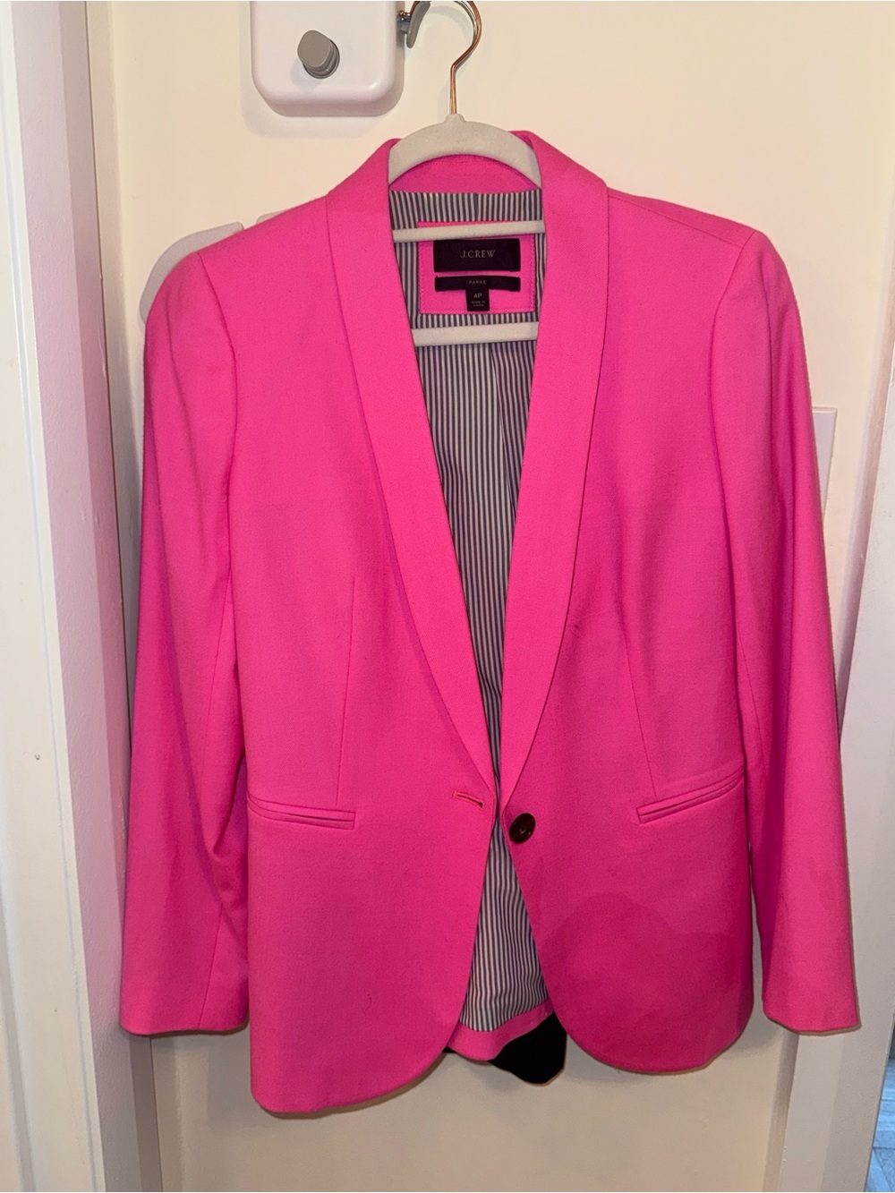 J. Crew Bright Pink Shawl Collar Blazer